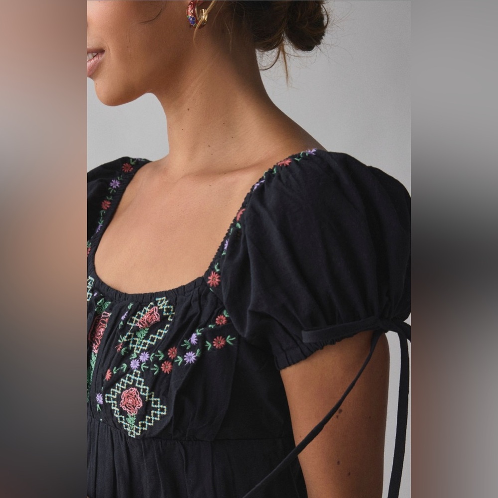 Kimchi Blue Marcella embroidered tie-back babydoll mini dress - Picture 2 of 5